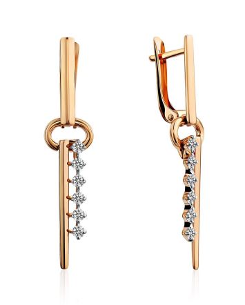 Key Motif Gold Crystal Earrings, image 