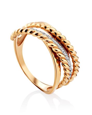 Timeless Design Gold Crystal Ring, Ring Size: 6.5 / 17, image 