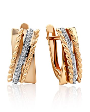 Timeless Design Gold Crystal Earrings, image 