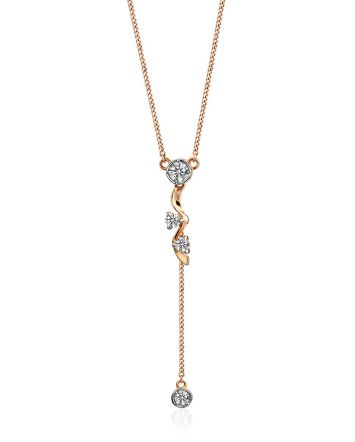 Ultra Feminine Gold Crystal Lariat Necklace, image 