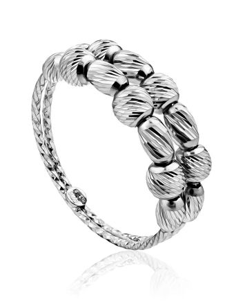 Fashionable Silver Beaded Ring The Sparkling, Ring Size: 6.5 / 17, image 