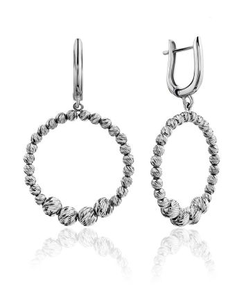 Bold Silver Dangle Hoop Earrings The Sparkling, image 
