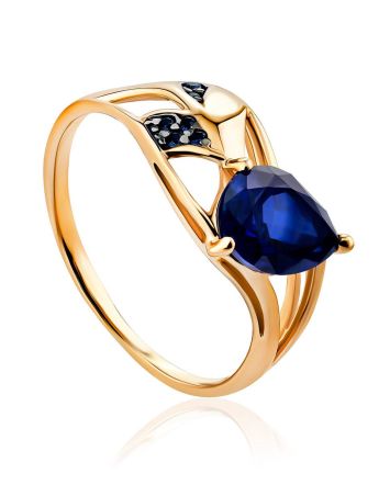 Leaf Motif Gold Sapphire Ring, Ring Size: 8.5 / 18.5, image 
