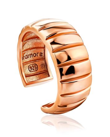 Bold Rose Plated Silver Ring The ICONIC, Ring Size: Adjustable, image 