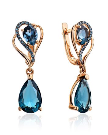 Elegant Gold Topaz Drop Earrings, image 