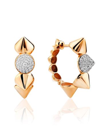 Bold Design Gold Crystal Hoop Earrings The Roxy, image 