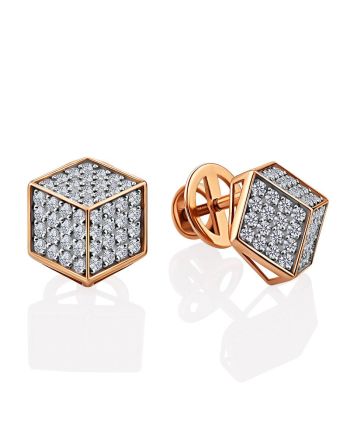 Shimmering Gold Crystal Stud Earrings The Roxy, image 