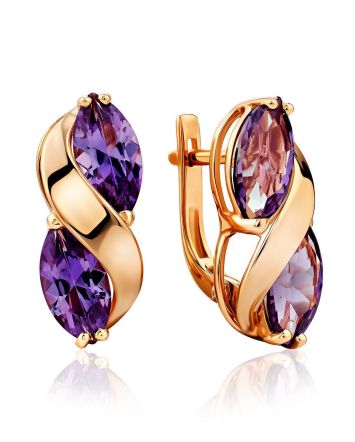 Elegant Gold Alexandrite Earrings, image 