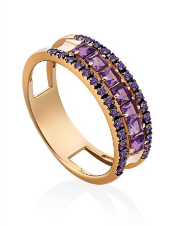 Chic Gold Amethyst Band Ring, Ring Size: 9.5 / 19.5, image 