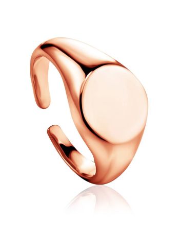 Trendy Rose Plated Silver Signet Ring The ICONIC, Ring Size: Adjustable, image 