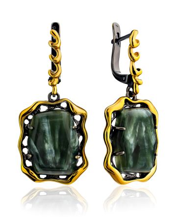 Chic Silver Seraphinite Dangle Earrings, image 