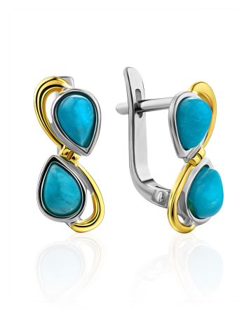 Infinity Motif Silver Turquoise Earrings, image 