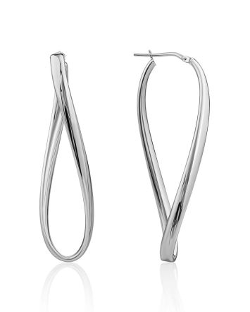 Glossy Swirling Silver Hoop Earrings The Silk, image 