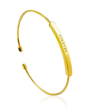 Sentimental Gilded Silver Engraved Cuff Bracelet The Silk, image 