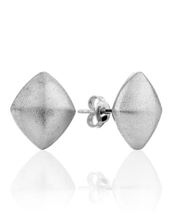 Stylish Matte Silver Stud Earrings The Silk, image 