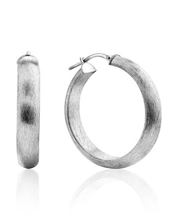 Chic Matte Silver Hoop Earrings The Silk, image 