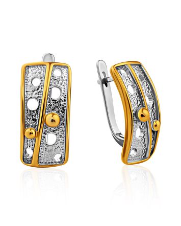 Bicolor Gilded Silver Earrings, image 