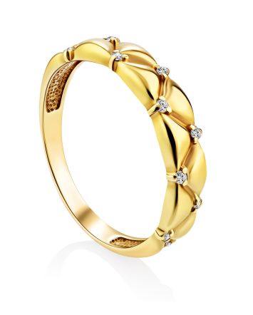 Refined Gilded Silver Crystal Ring, Ring Size: 6 / 16.5, image 