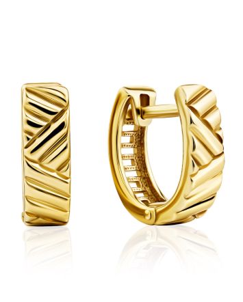 Glossy Geometric Design Gilded Silver Earrings, image 