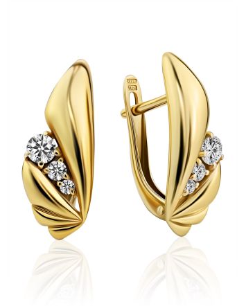 Lustrous Gilded Silver Crystal Earrings, image 