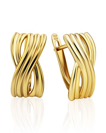 Intertwined Design Gilded Silver Earrings, image 