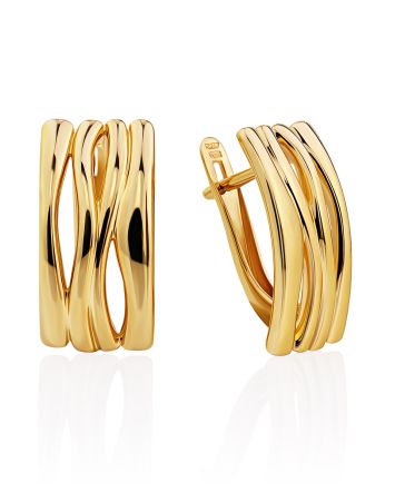 Glossy Gilded Silver Latch Back Earrings, image 