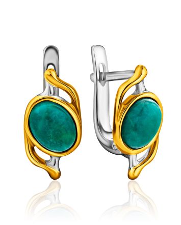 Bright Gilded Silver Amazonite Earrings, image 