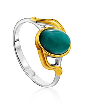 Bright Silver Amazonite Ring, Ring Size: 8 / 18, image 
