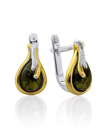 Tulip Motif Gilded Silver Serpentine Earrings, image 