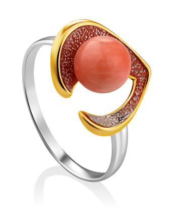 Flamboyant Design Gilded Silver Coral Ring, Ring Size: 8 / 18, image 