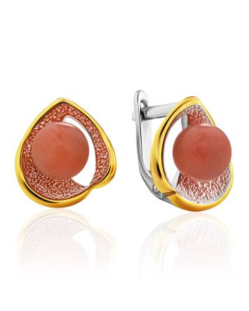 Flamboyant Design Silver Coral Earrings, image 
