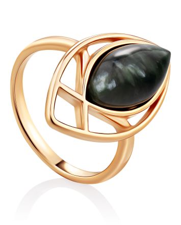 Cut Out Design Gilded Silver Seraphinite Ring, Ring Size: 7 / 17.5, image 