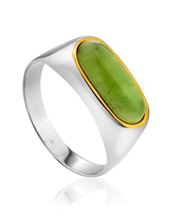 Stylish Silver Jade Ring, Ring Size: / 23, image 