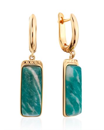 Boho Chic Style Gilded Silver Amazonite Earrings, image 