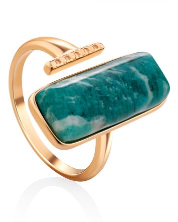 Boho Chic Style Gilded Silver Amazonite Ring, Ring Size: 7 / 17.5, image 
