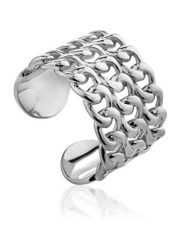 Chain Mail Motif Sterling Silver Adjustable Ring The ICONIC, Ring Size: Adjustable, image 