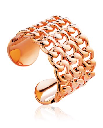 Trendy Rose Plated Silver Interwoven Ring The ICONIC, Ring Size: Adjustable, image 