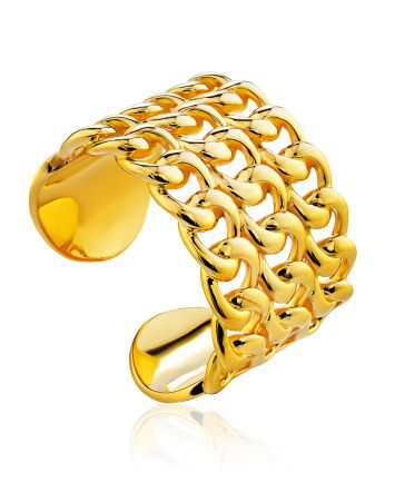 Chain Mail Motif Gilded Silver Ring The ICONIC, Ring Size: Adjustable, image 