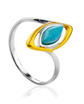 Chic Gilded Silver Turquoise Ring, Ring Size: 9.5 / 19.5, image 