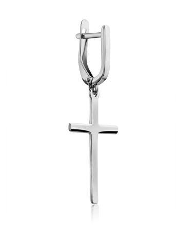 Silver Cross Mono Earring, image 