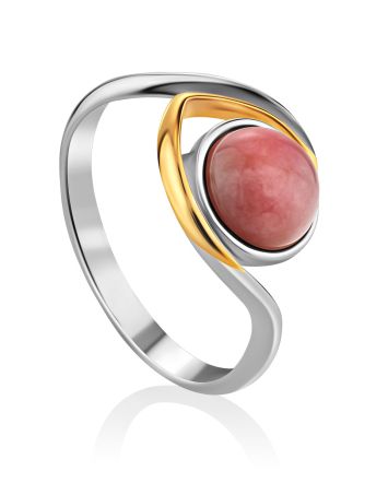 Curvaceous Design Gilded Silver Rhodonite Ring, Ring Size: 8 / 18, image 