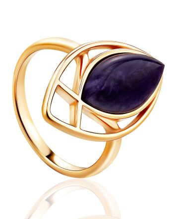 Gilded Silver Charoite Ring, Ring Size: 8 / 18, image 