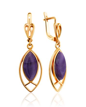 Ultra Feminine Gilded Silver Charoite Earrings, image 