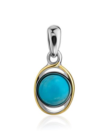 Chic Bicolor Silver Turquoise Pendant, image 
