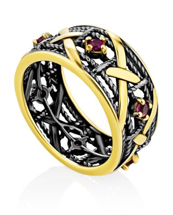 Woven Celtic Design Silver Crystal Ring, Ring Size: 5.5 / 16, image 