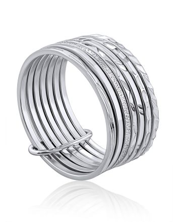 Trendy Multi Band Silver Ring The ICONIC, Ring Size: 5.5 / 16, image 