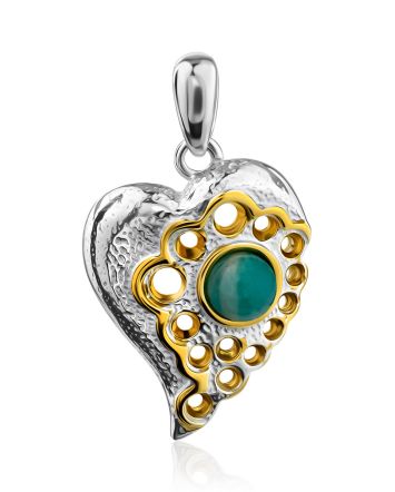 Heart Motif Silver Amazonite Pendant, image 