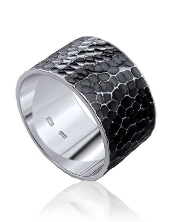 Scale Motif Silver Band Ring, Ring Size: 5.5 / 16, image 