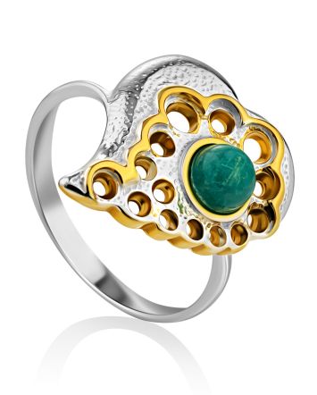 Heart Motif Silver Amazonite Set, Ring Size: 8 / 18, image 