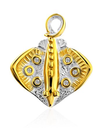 Stingray Motif Gilded Silver Crystal Pendant, image 
